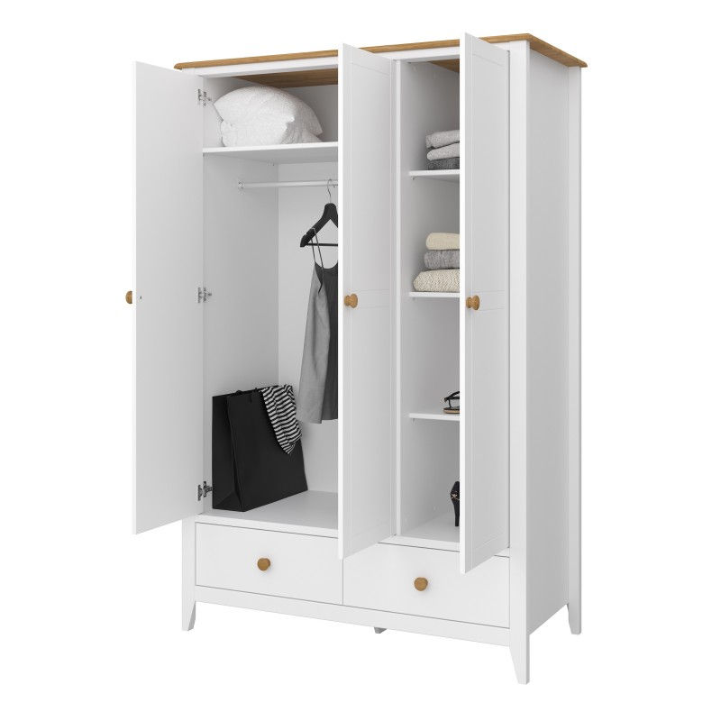 Thumbnail: Heston 3 Door Wardrobe White & Pine