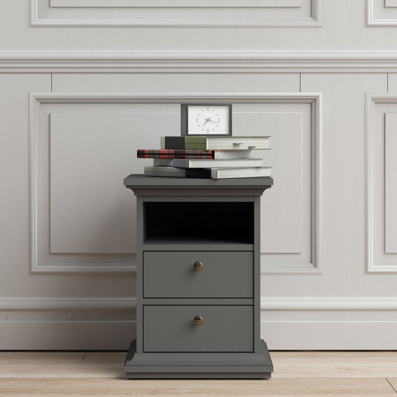 Thumbnail: Paris Bedside 2 Drawers in Matt Grey