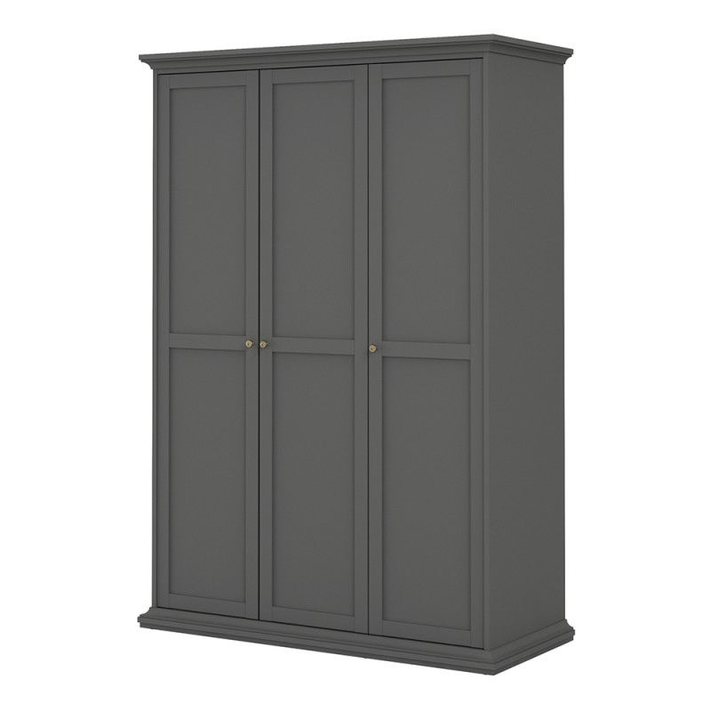 Thumbnail: Paris Wardrobe with 3 Doors in Matt Grey