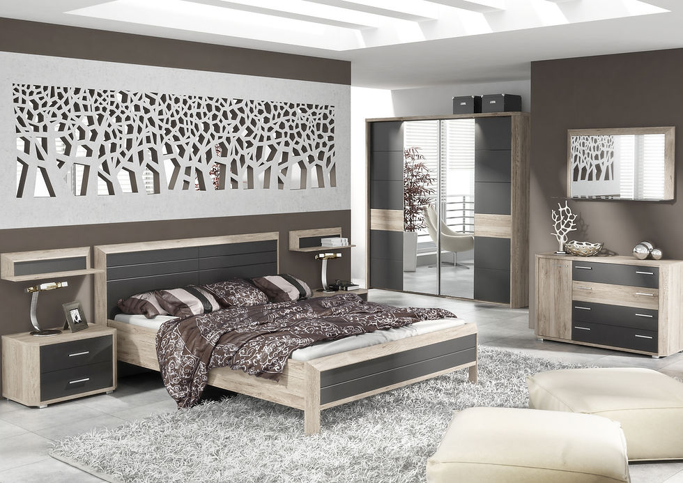 Thumbnail: Jensen - Dark Brown With Oak Effect Bedside Cabinet