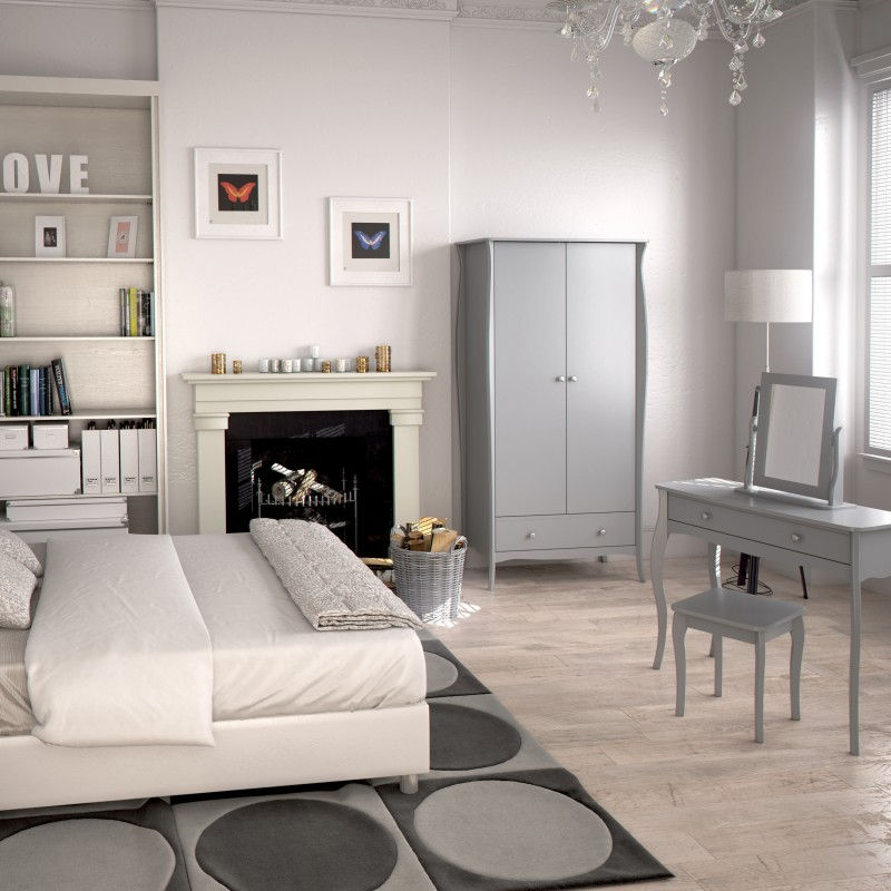 Thumbnail: Baroque 2 Door 1 Drawer Wardrobe Grey