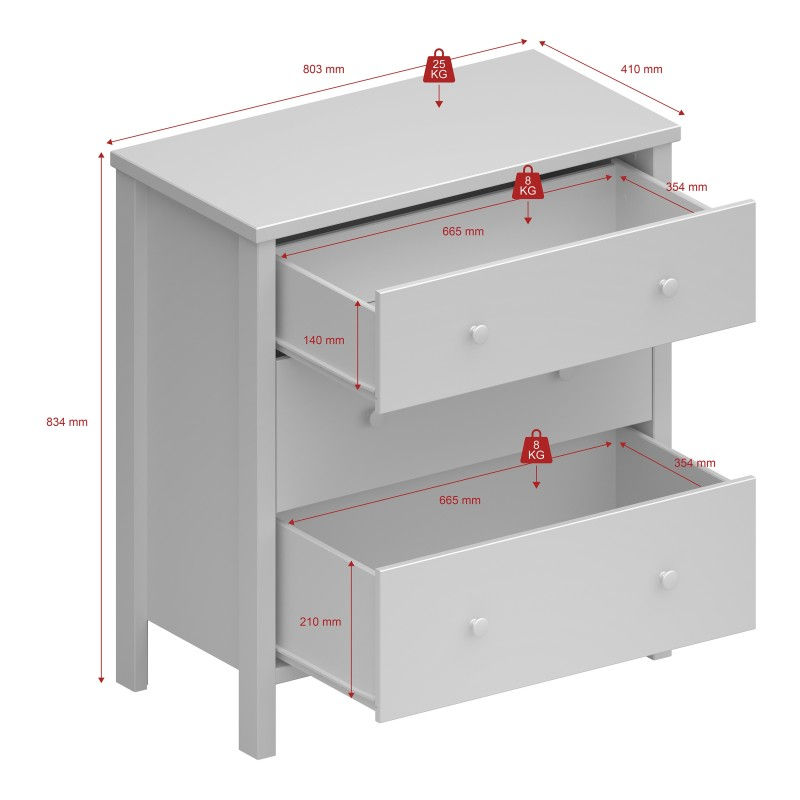 Thumbnail: Tromso 3 Drawer Chest Grey