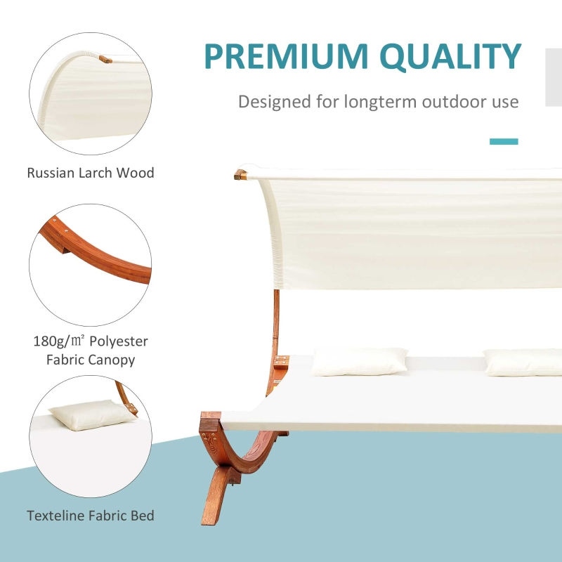 Thumbnail: Outsunny Wooden Hammock Lounger-Cream