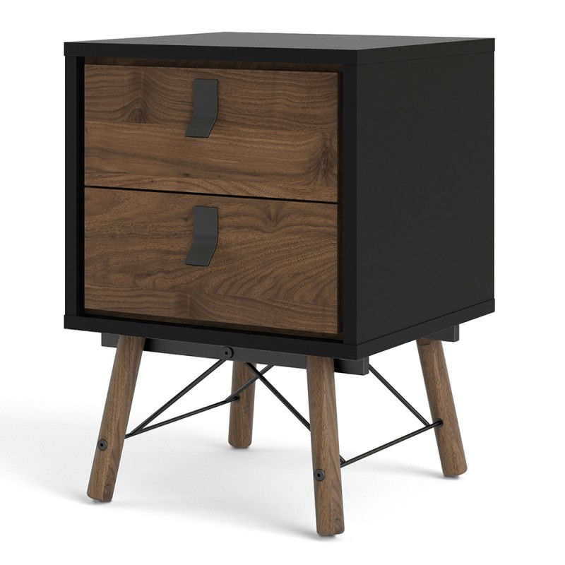 Thumbnail: Ry Bedside cabinet 2 drawer in Matt Black Walnut