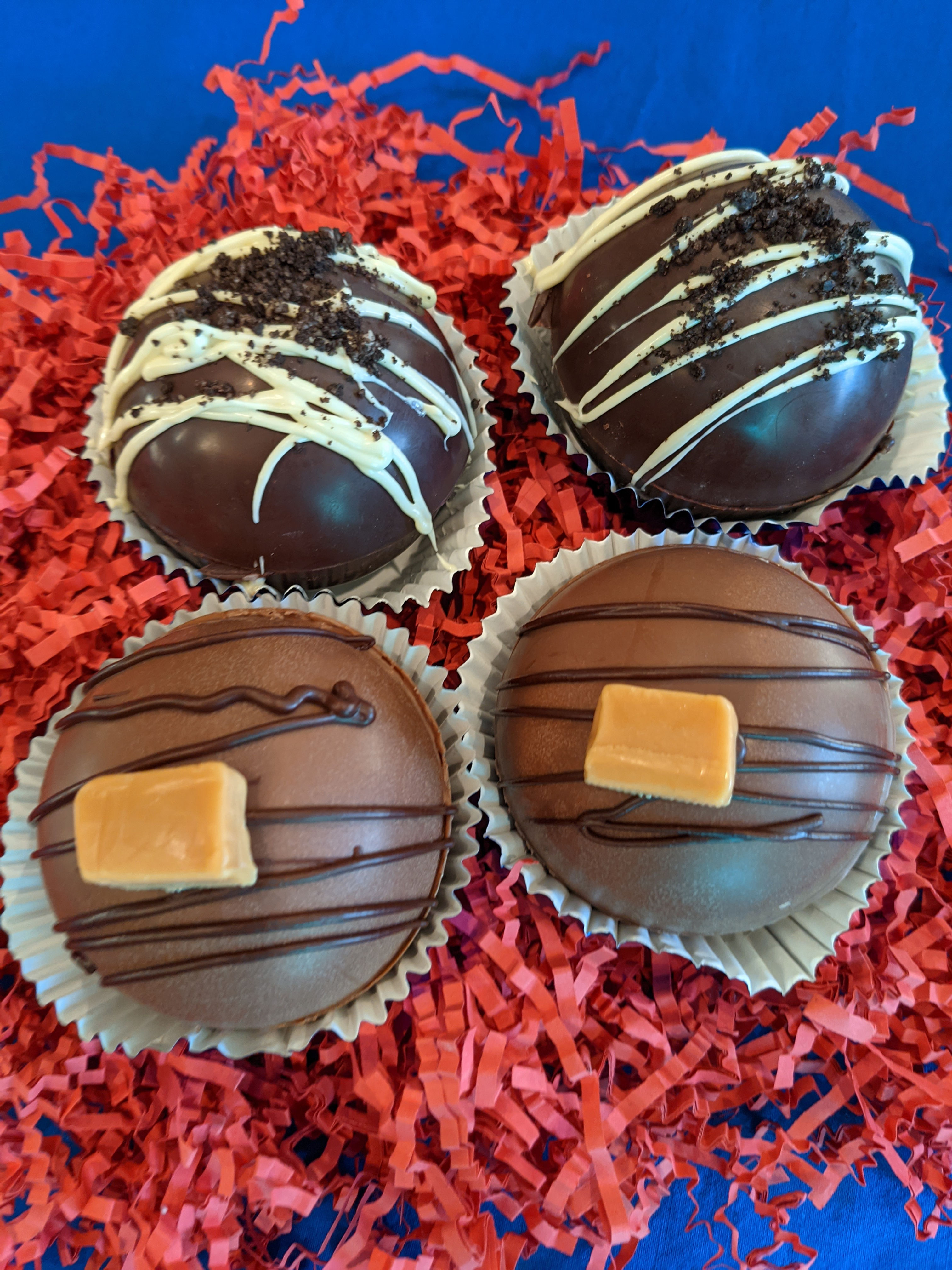 A set of four Belgian Chocolate Hot Cocoa Bombs