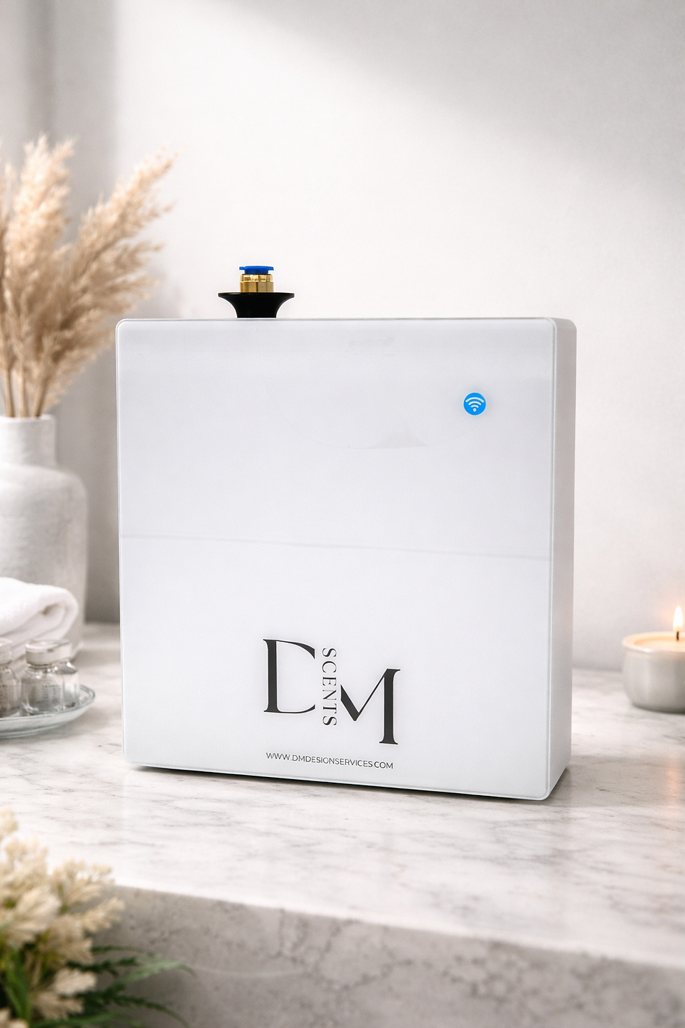 white scent machine that connects to air conditioner