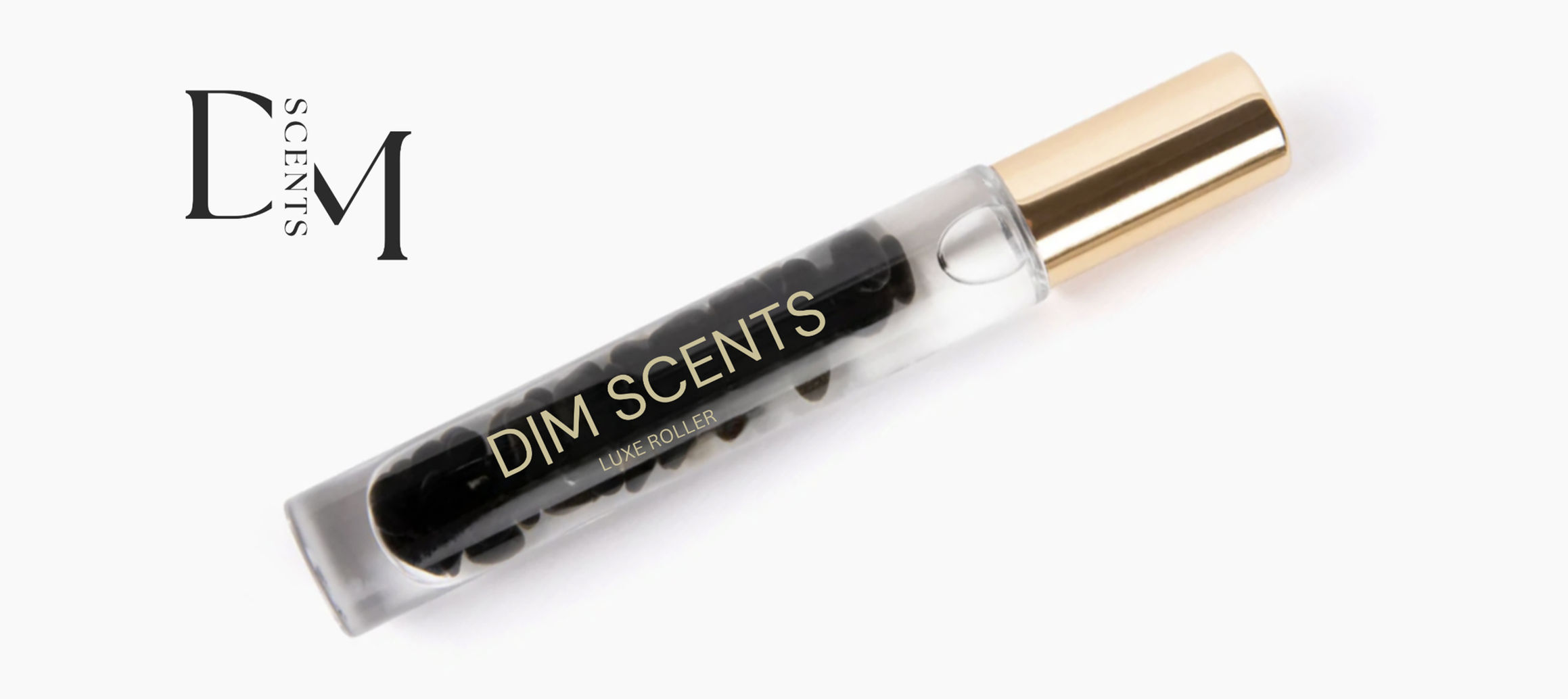 luxe perfume roller with black obsidian crystals