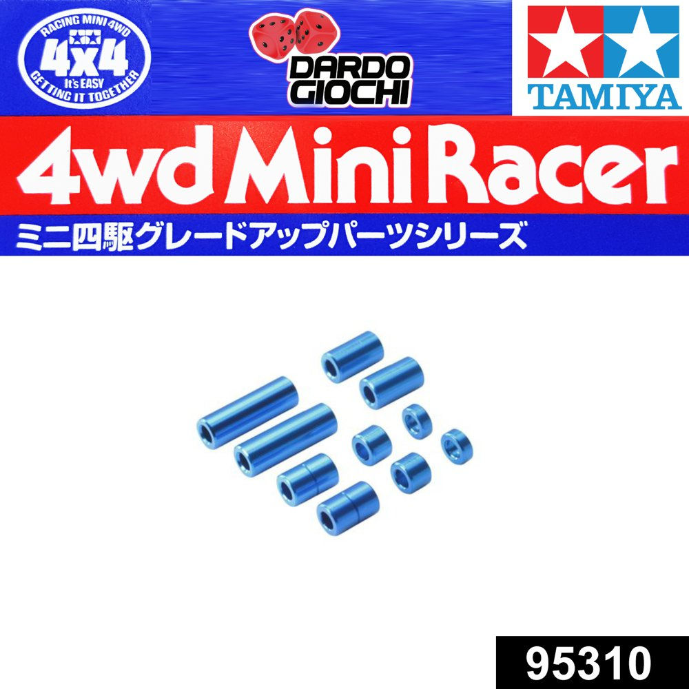 Aluminum Spacer Set (12/6.7/6/3/1.5mm 2pcs. Each) (blu) ITEM 95310