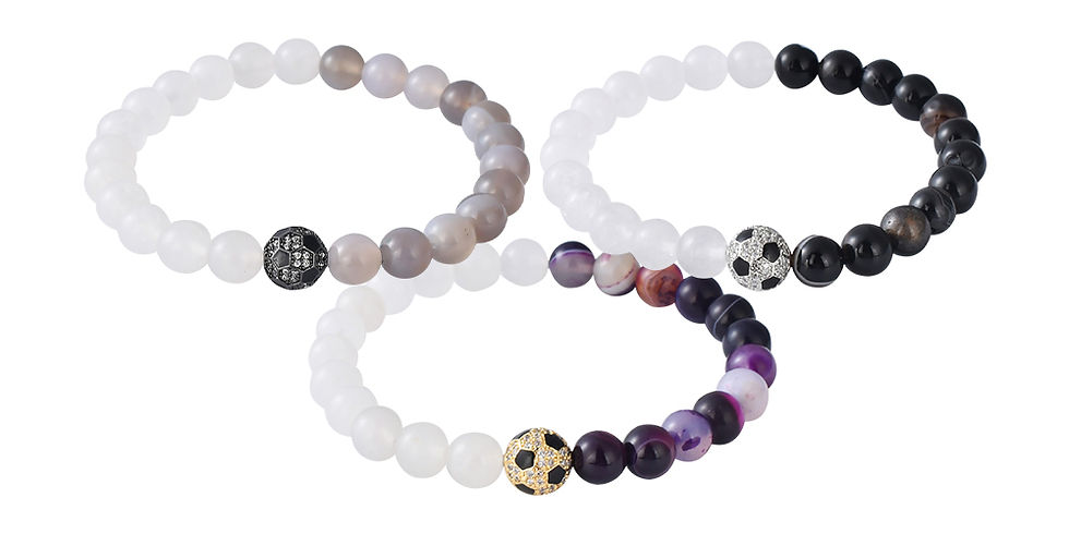 Thumbnail: Soccer Lace Agate Stone Bracelets