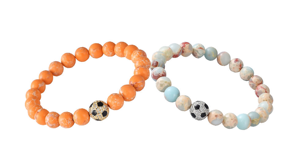 Thumbnail: Soccer Ball Zircon Natural Stone Bracelets