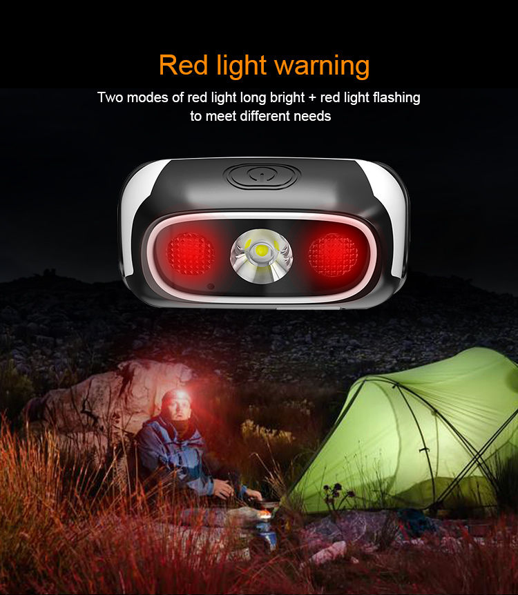 Thumbnail: Headlamp Led Waterproof IPX6 headlight 4 Modes A Headlamp with a red warning