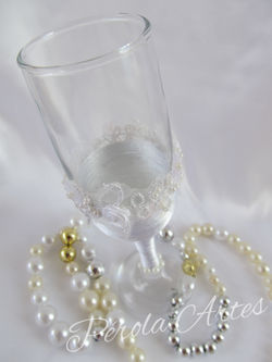 Taça Noiva Rosa Branca e Pérola