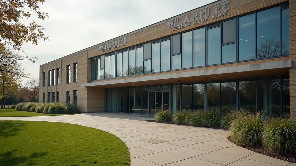 High angle view of Wiltshire Council building exterior