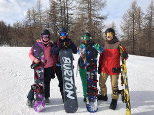 out snowboarding with mates