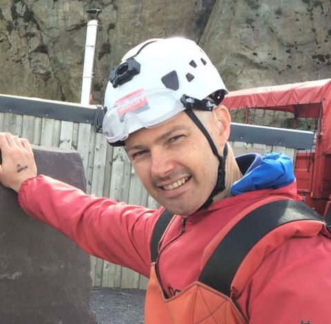 about to tackle the high zip line in Wales