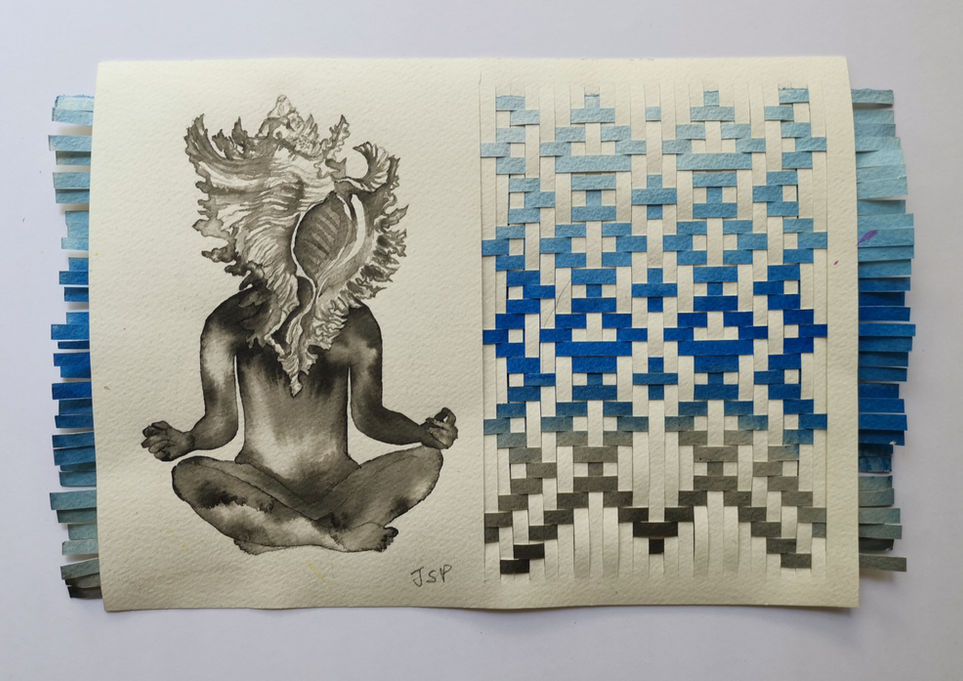 Posturas de poder 2.
Tejido de papel y dibujo con tinta china
18.5 x 28 cm
2020