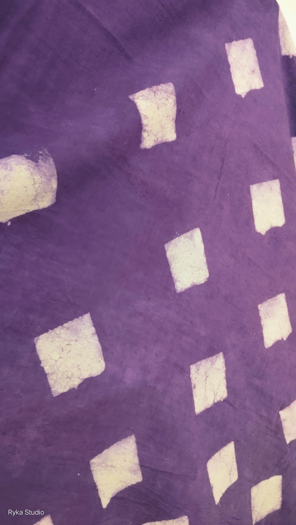 Thumbnail: Purple Dabu Handblock Print Saree attached blouse piece