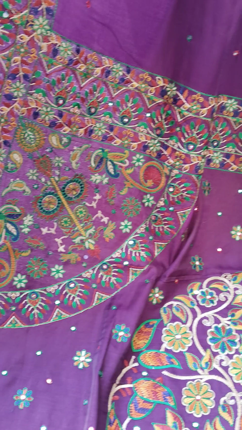 Thumbnail: Purple Silk Saree with Thread & Mirror Work