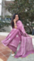 Pink Dabu Handblock Print Saree body