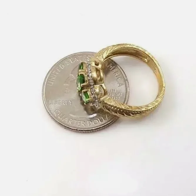 Thumbnail: 10k Yellow Diamond/Green Garnet Ring