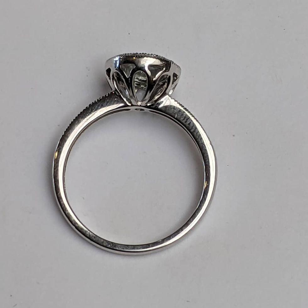 Thumbnail: 14k White Gold Aquamarine Ring with Diamonds Size 7