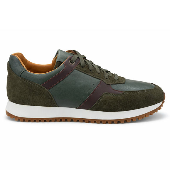 Thumbnail: Olive Green Suede Leather Casual Sneaker