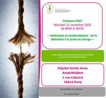 Colloque "Addictions chez les personnes cérébrolésées" à Paris le 21 novembre 2025