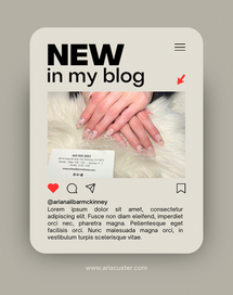 New in my blog with hands and text on soft background