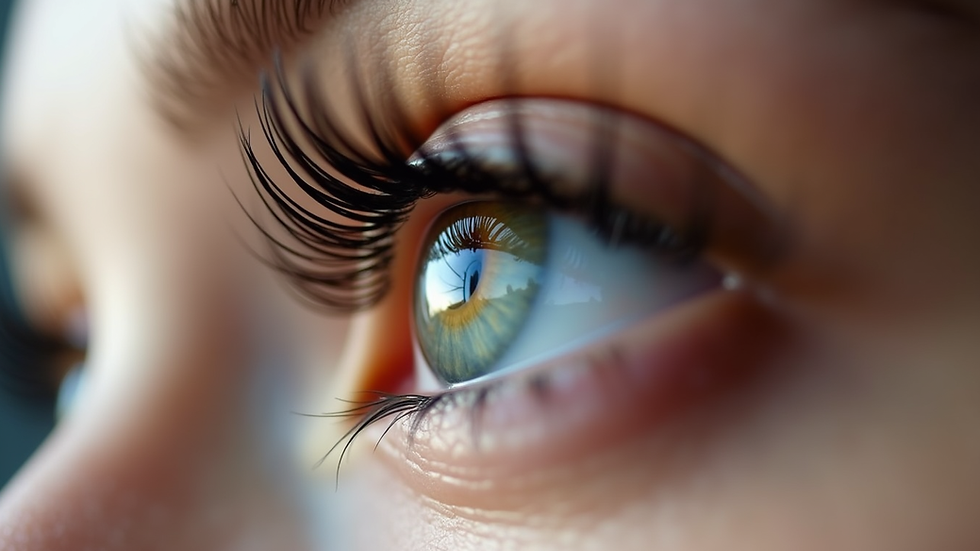 Close-up view of eyelash extensions on a single eye