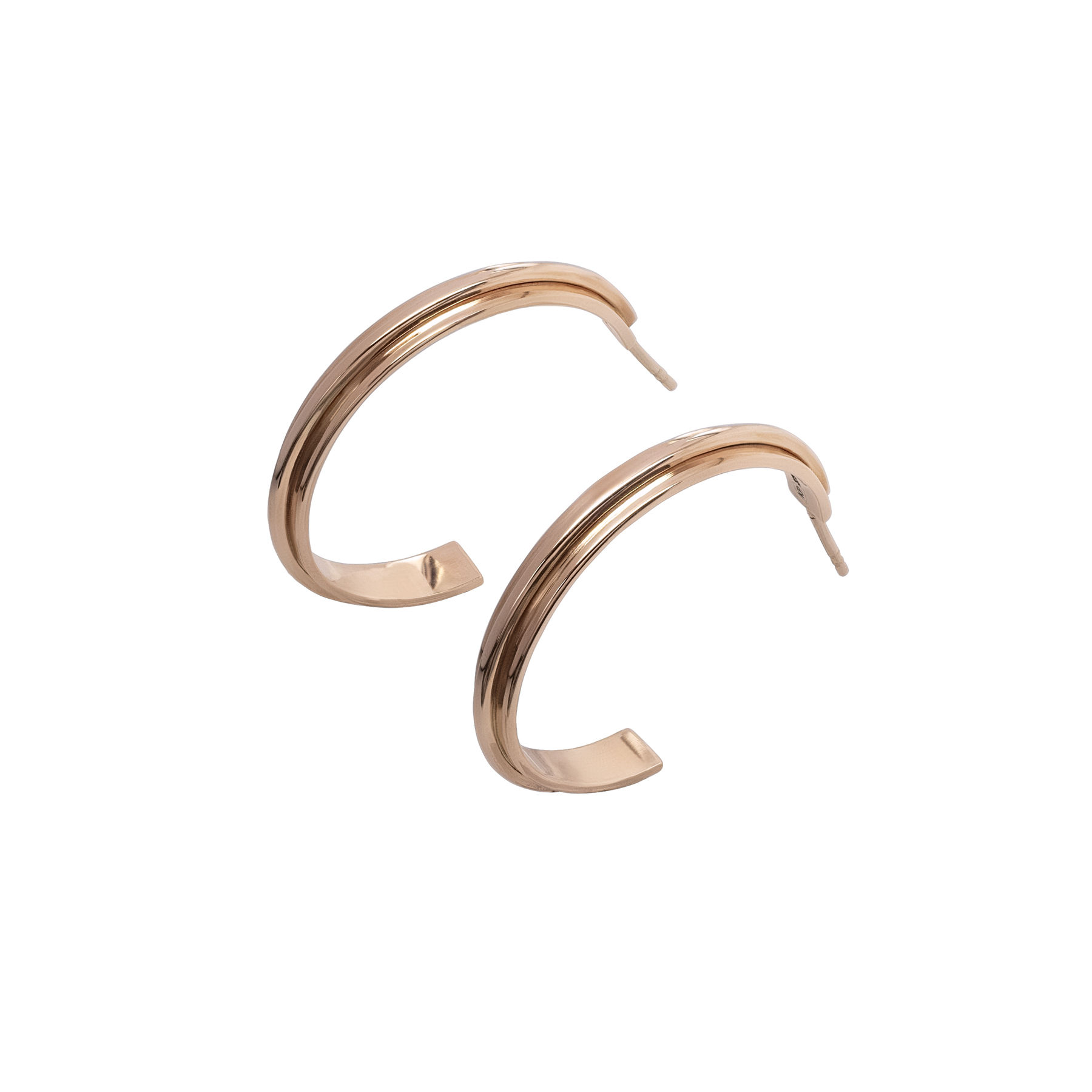 Large LINEAR hoop earrings in 9kt red gold