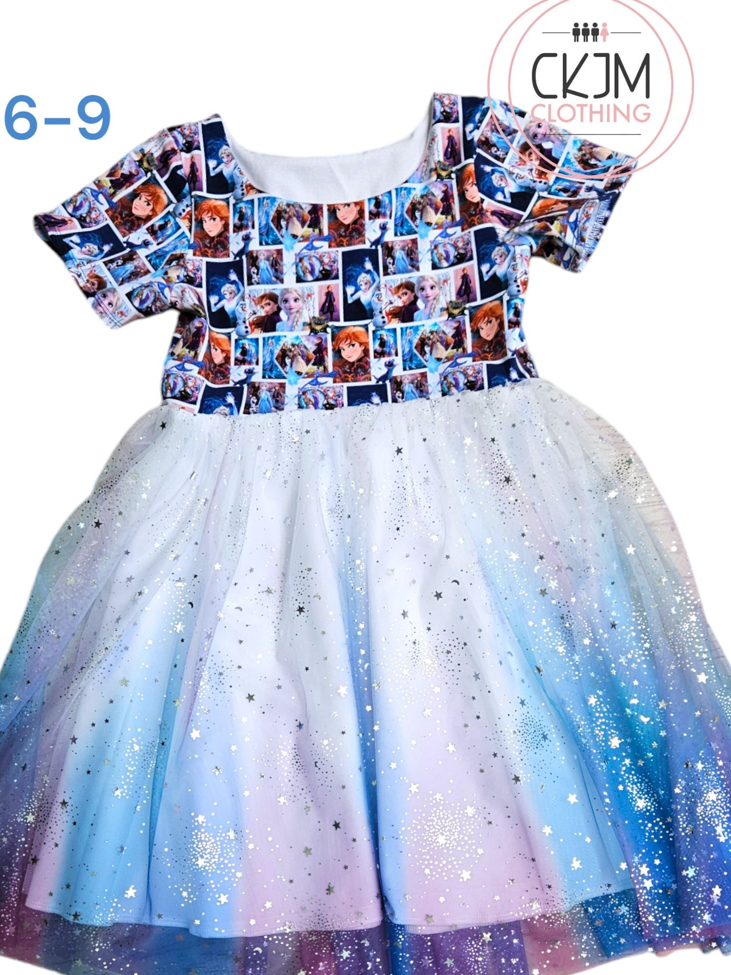 GWM TULLE DRESS FROZEN PRINT MULTI COLORED TULLE SKIRT SIZE 6-9 YEARS