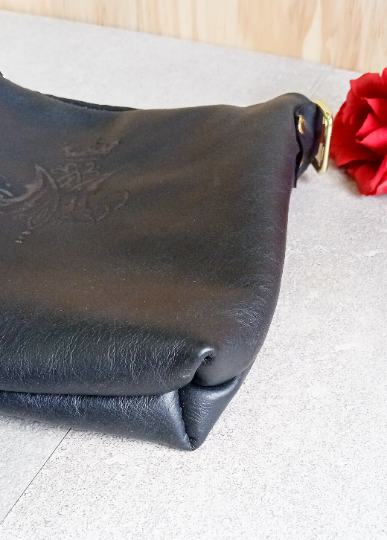 Thumbnail: Black Leather Shoulder/Crossbody Bag with Laser Engrave Design