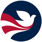 Peace Corps logo of a dove in red, white, and blue