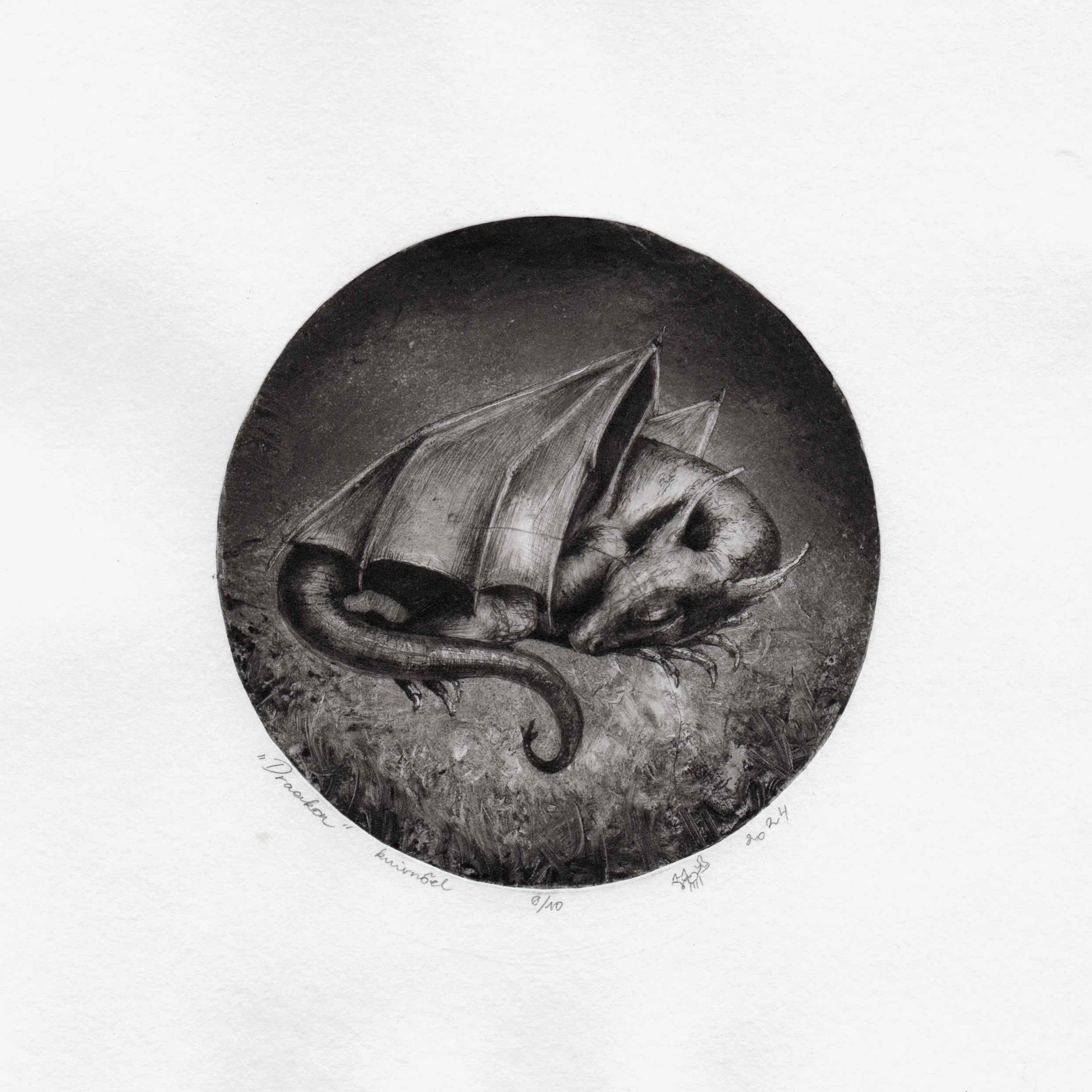 "Draakon" (kuivnõelatrükk)