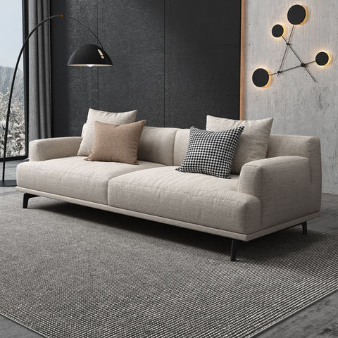 Square Arm Fabric Straight Sofa