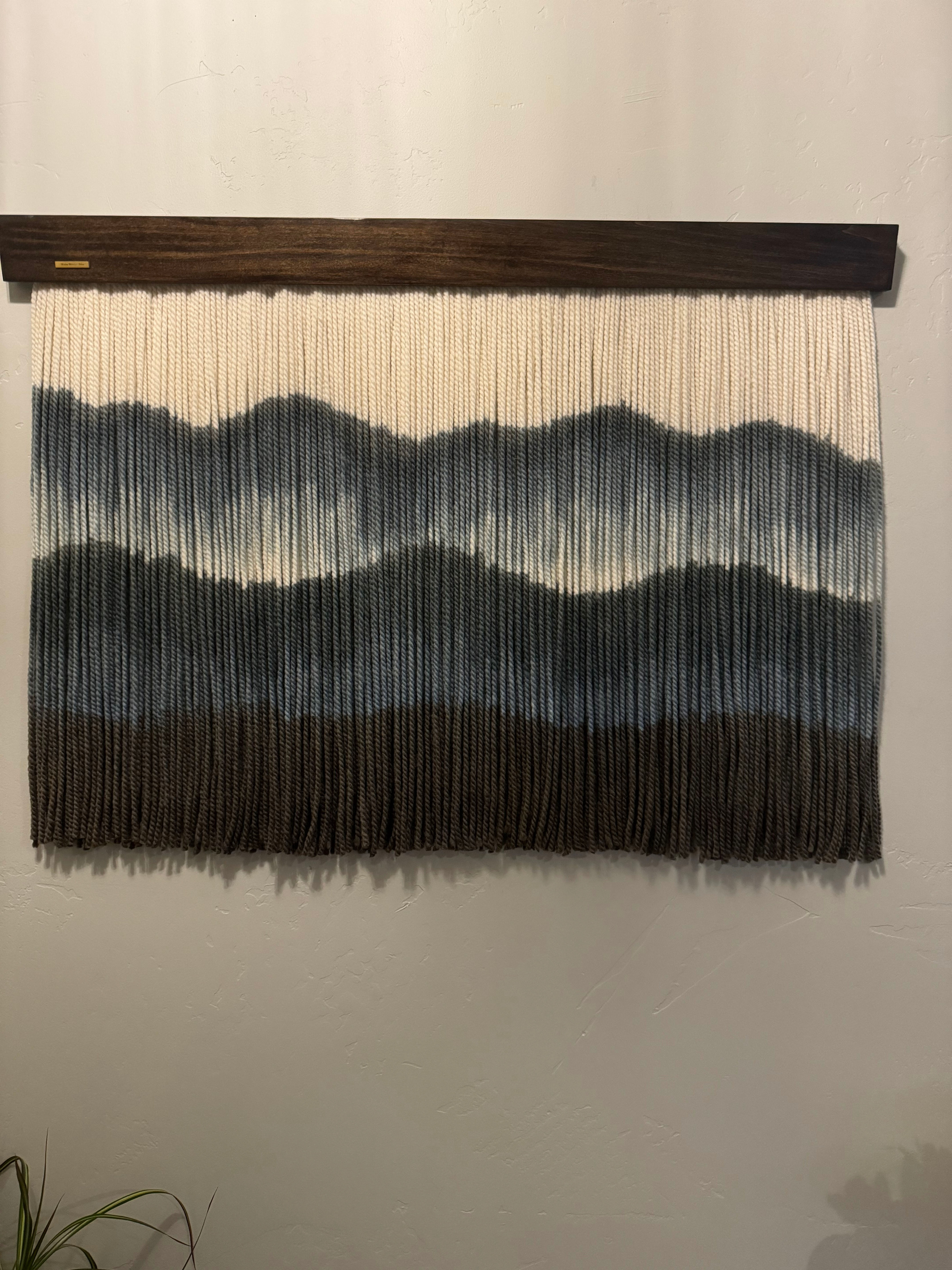 Mountain Boho Dip Dyed Wall Hanging Blue Gray