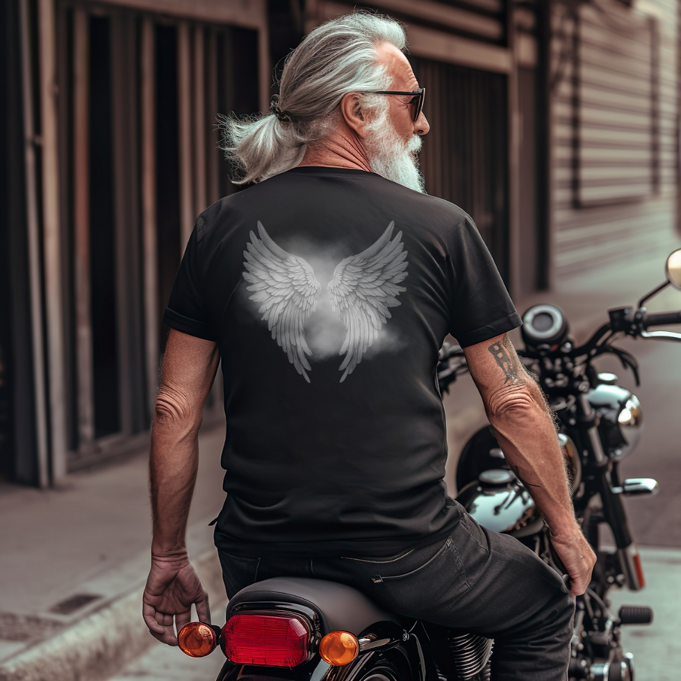 Thumbnail: Grunge skull and wings unisex tee shirt