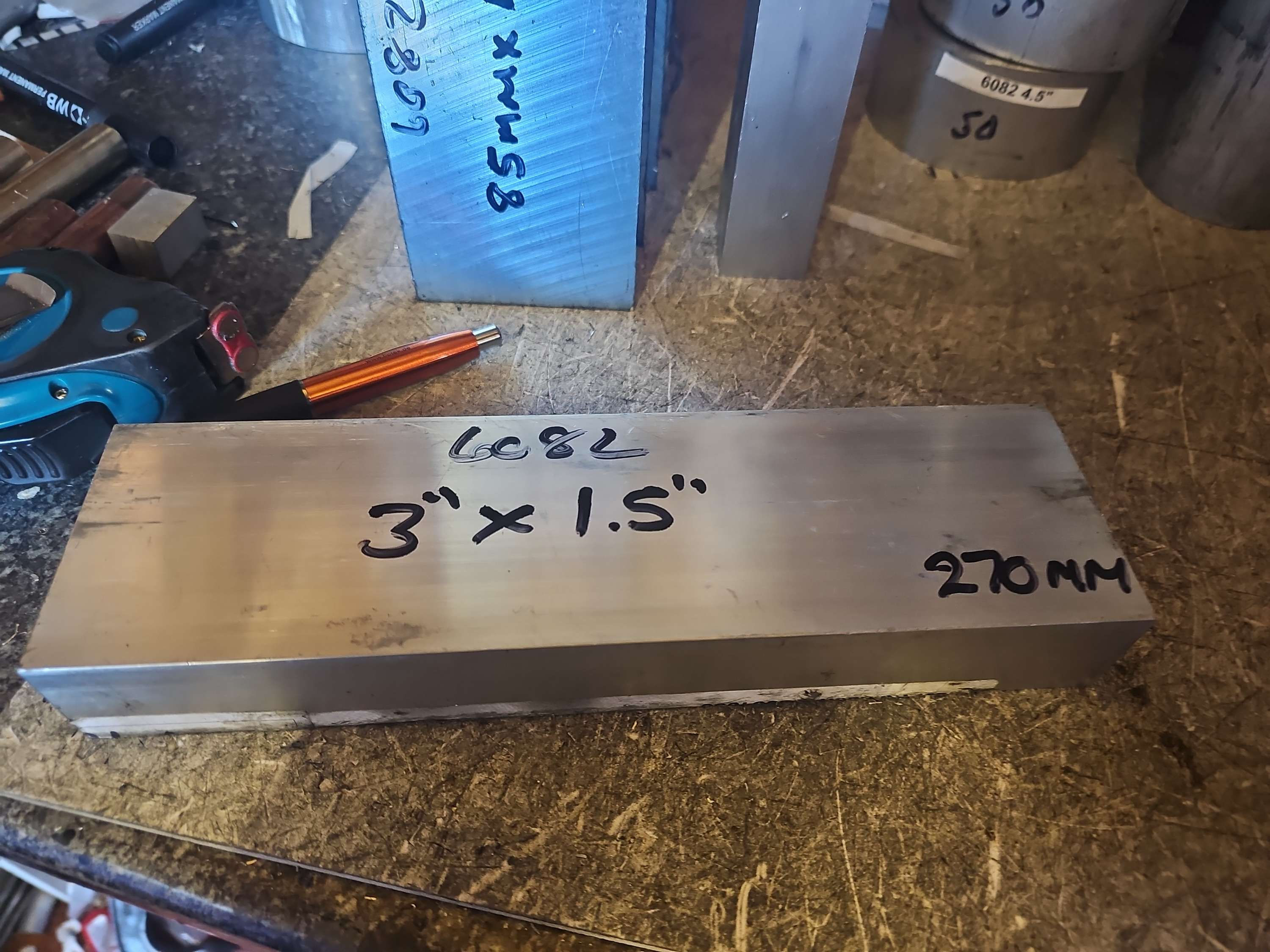 6082 Aluminium oblong billet 3" x 1.5"