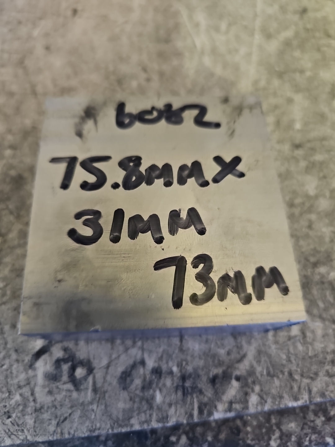 6082 Aluminium oblong block 75.8mm x 31mm 