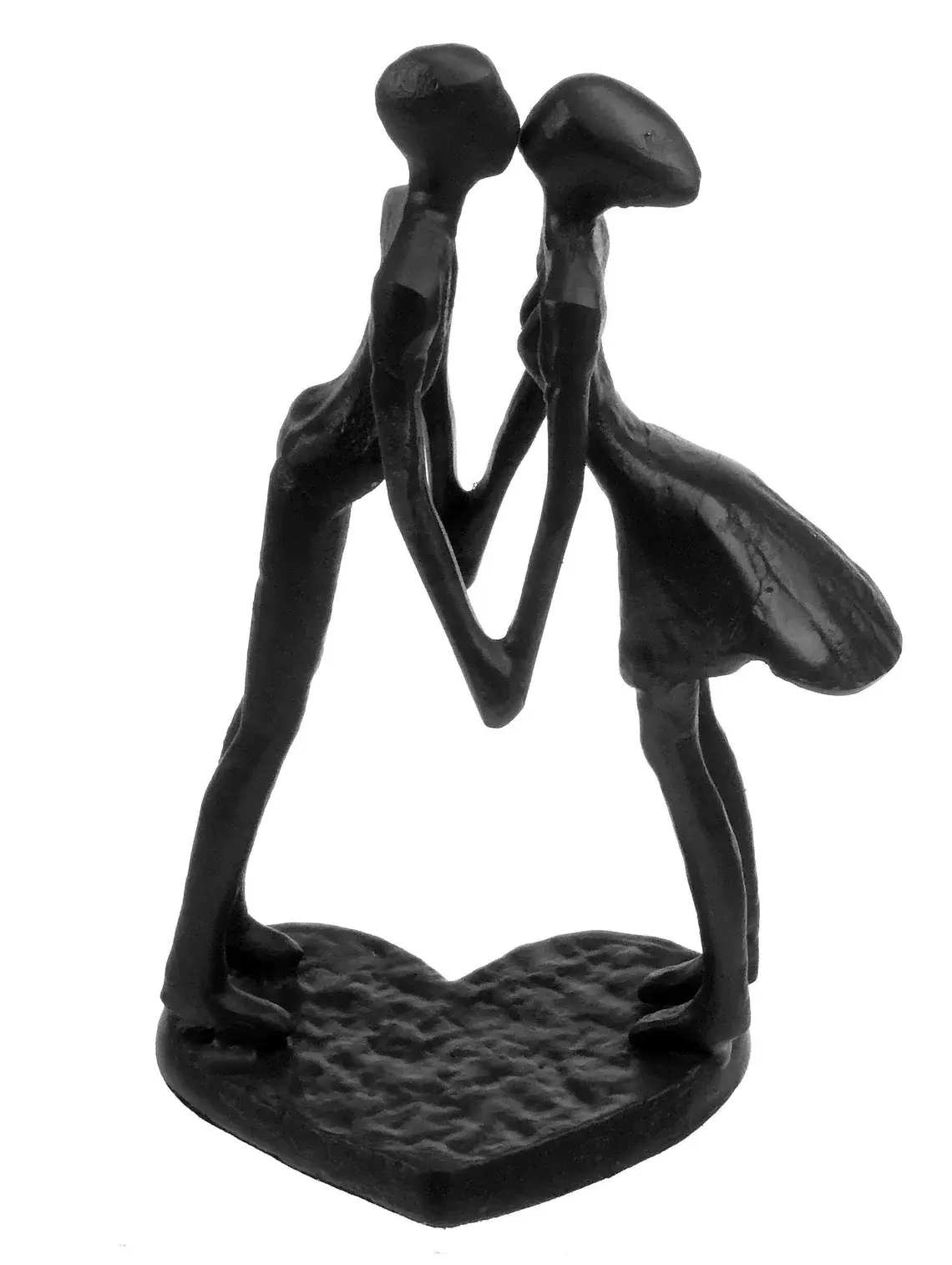 Affectionate Heart Couple Kissing Sculpture Solid Metal Cast Iron
