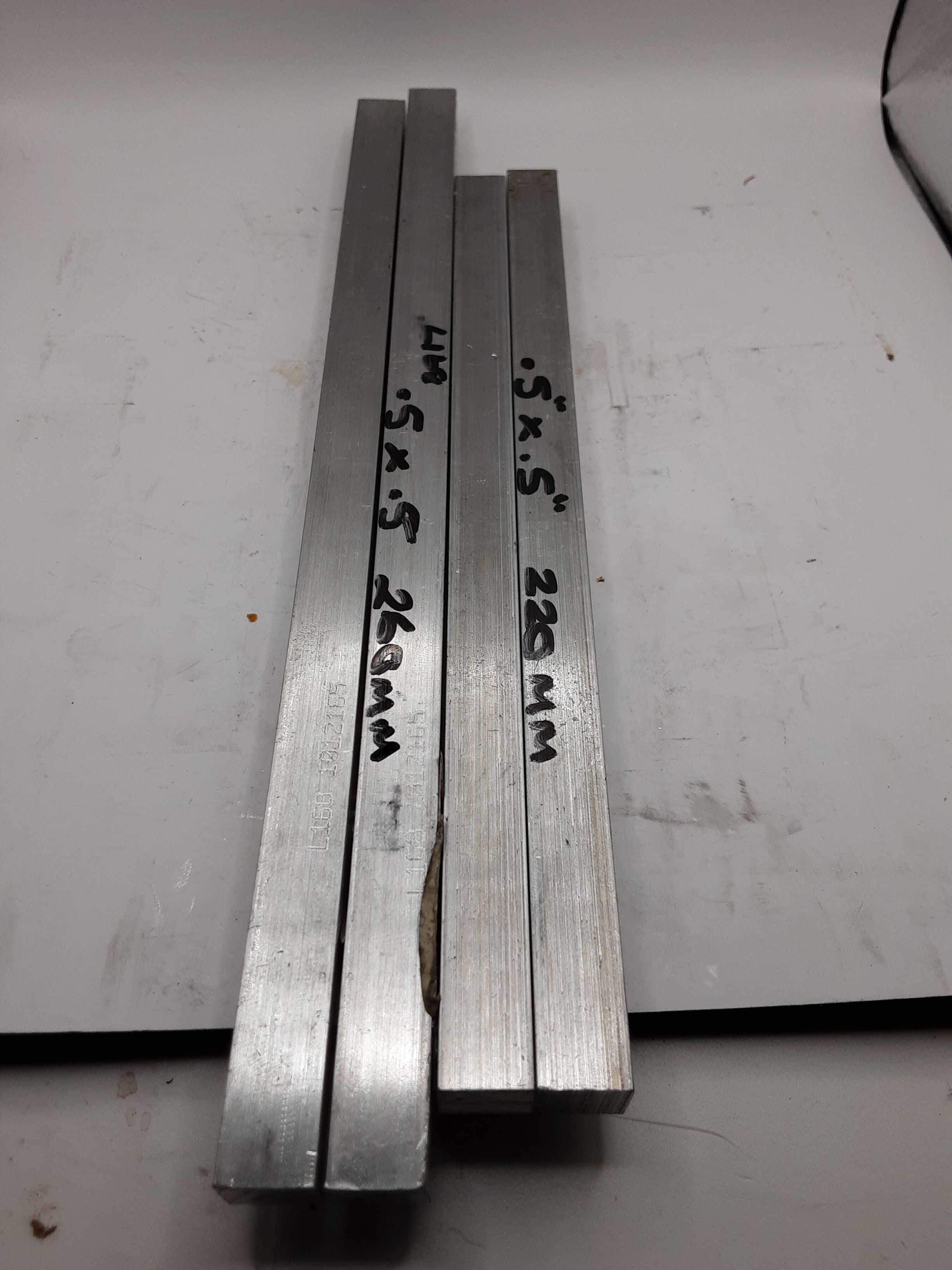 Aluminium square block 0.5" x 0.5" sq