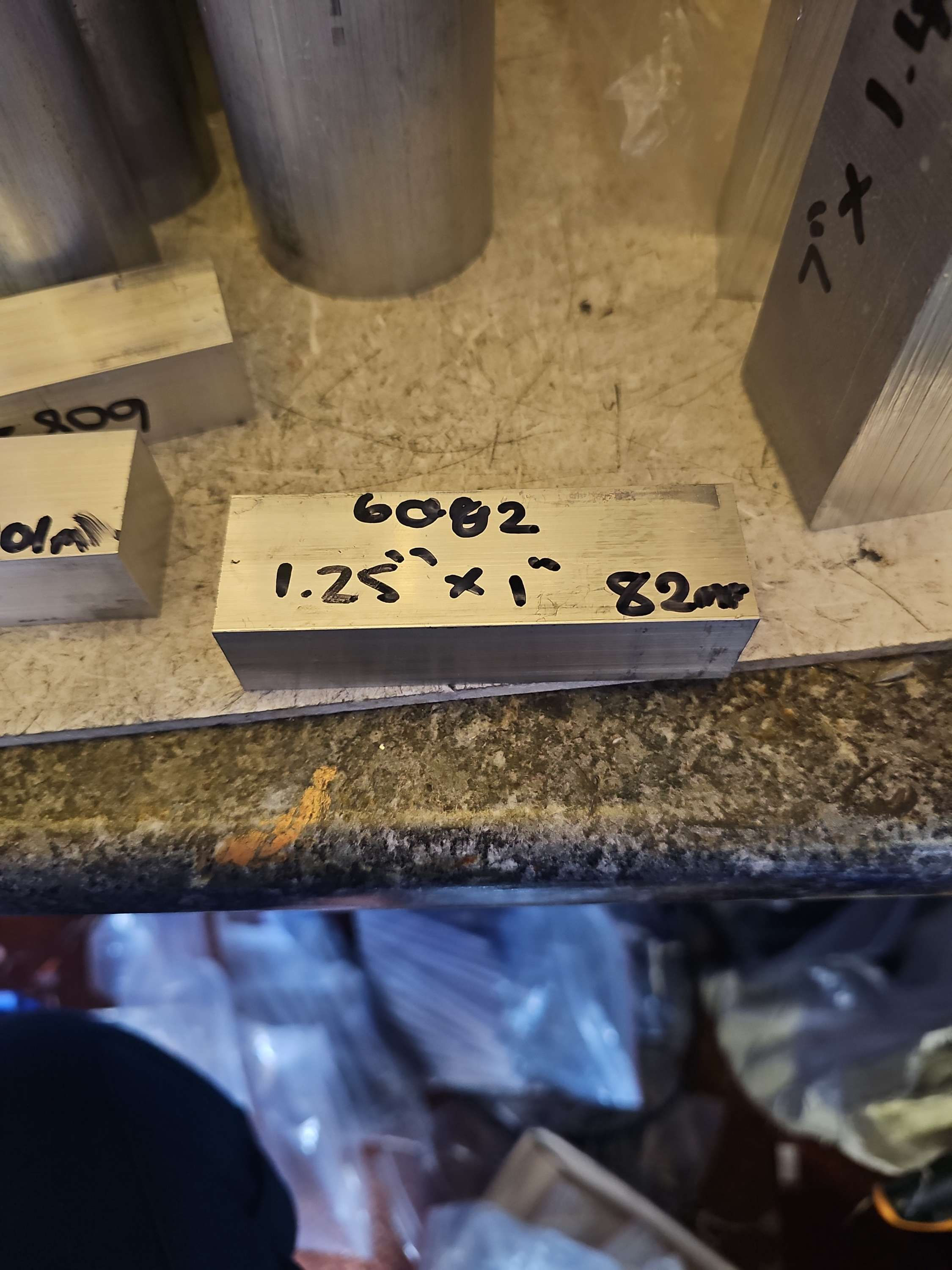 6082 Aluminium billet block   1.25" x 1"