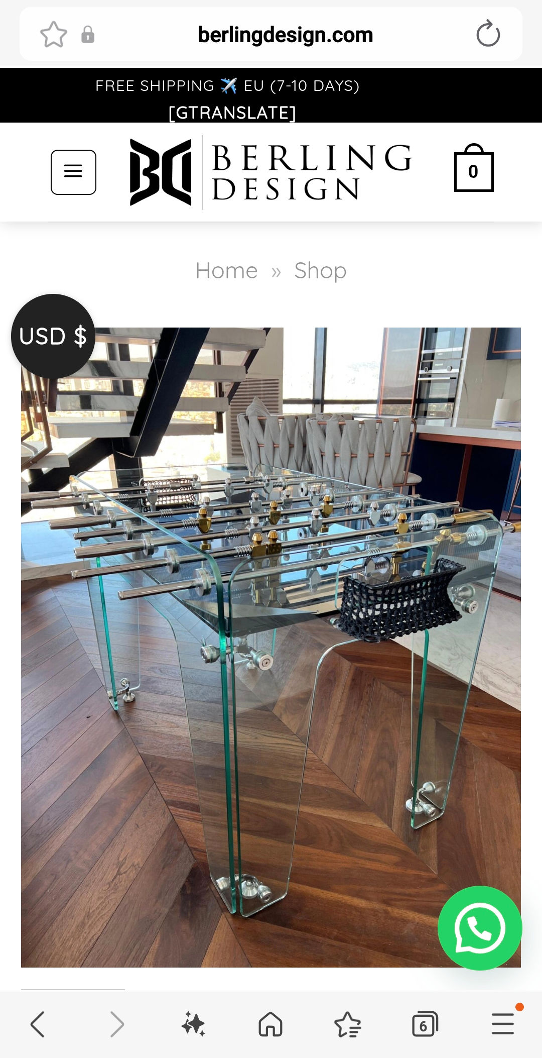 Tempered glass bar football