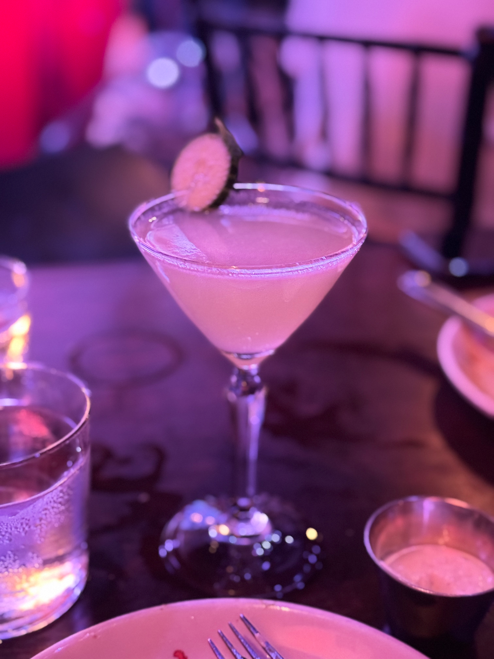 focused photo on a martini glass
