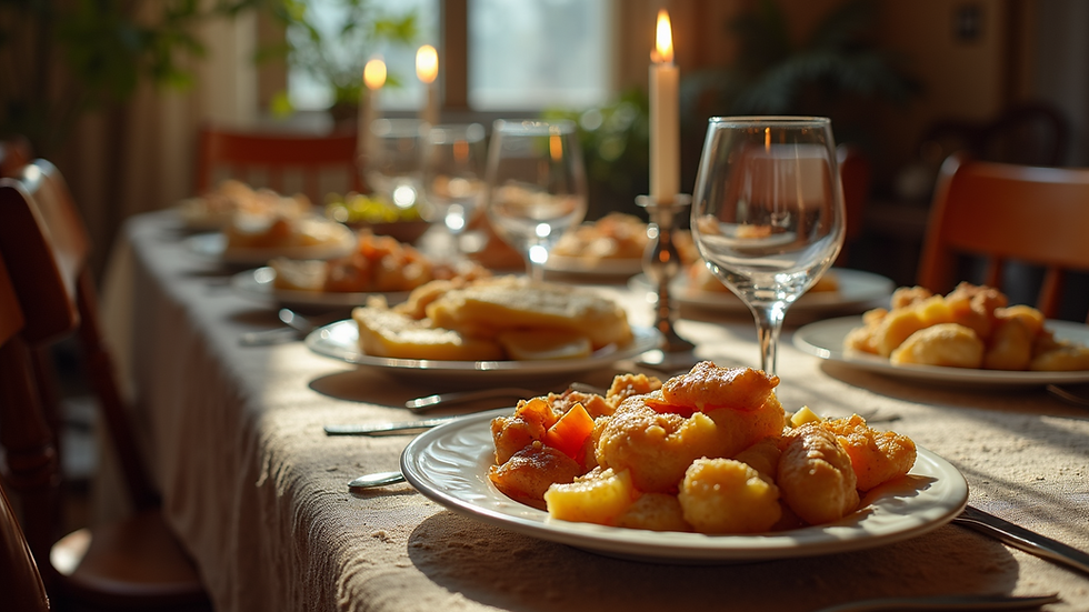 High angle view of a traditional Jewish Passover table setting