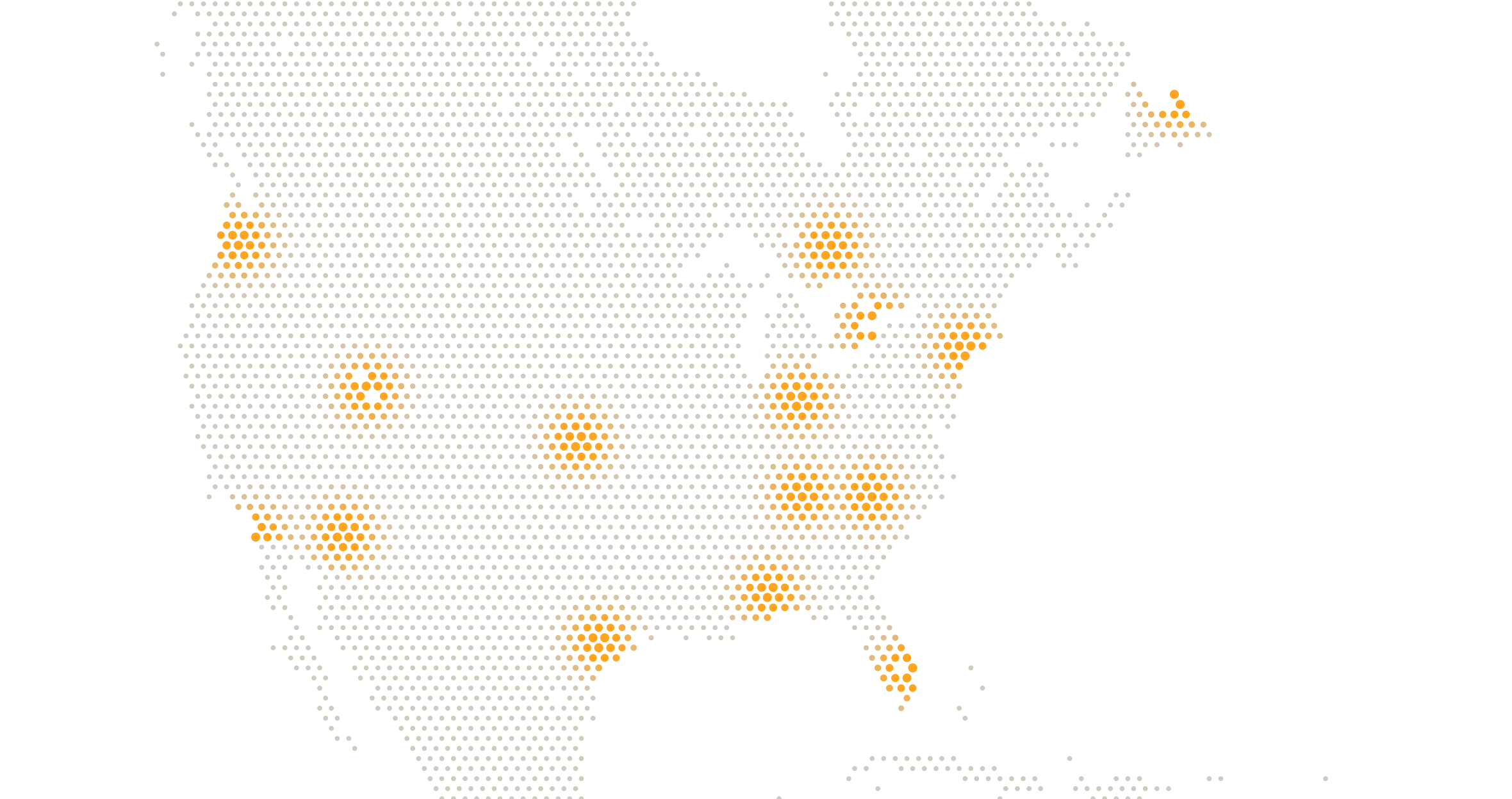 Map showing broad WTI creator regions across the United States and Canada.