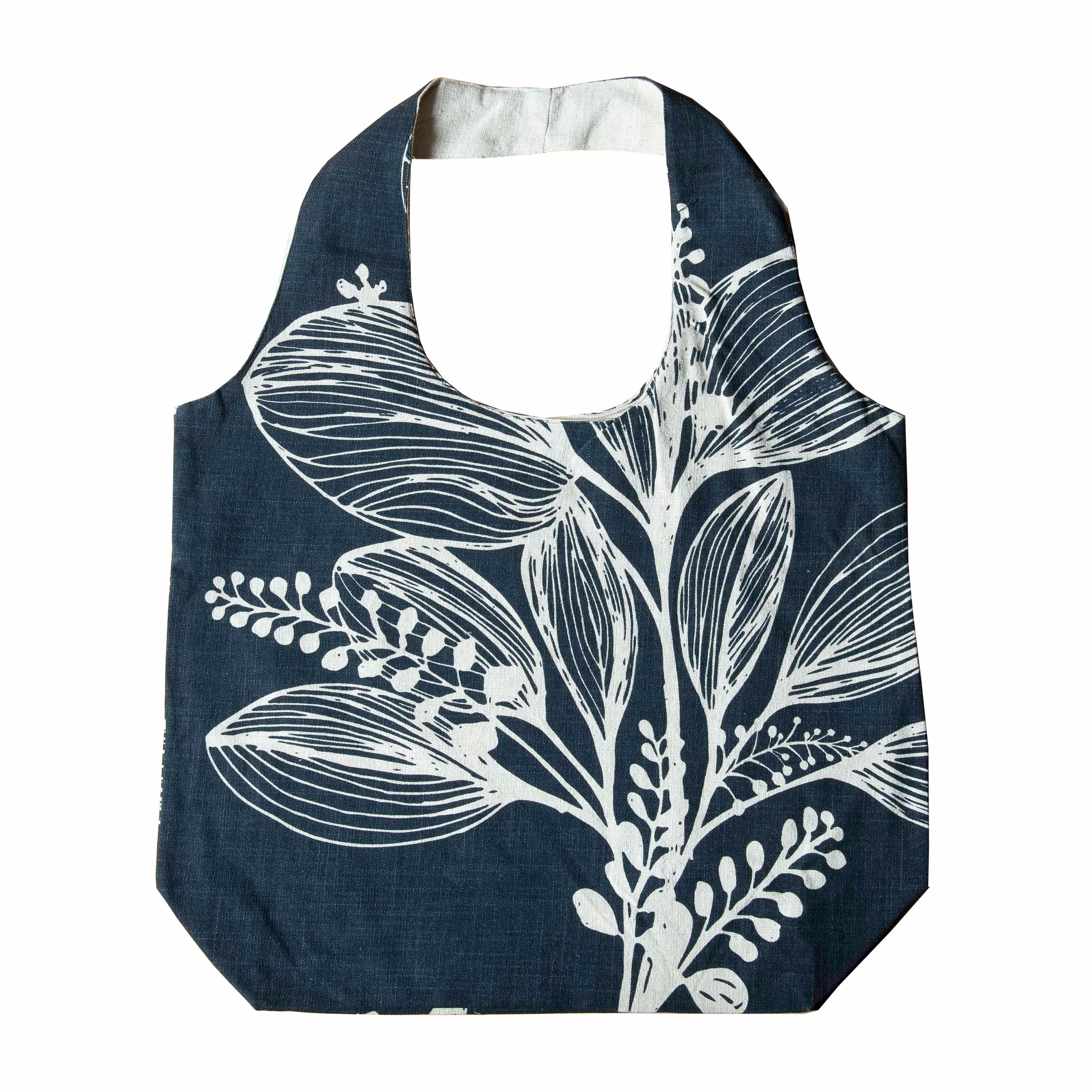 Slub Cotton Shopper -Charcoal  Reverse Foliage