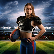 Dramatic portrait of Sophia, a16 year old football and rugby player.