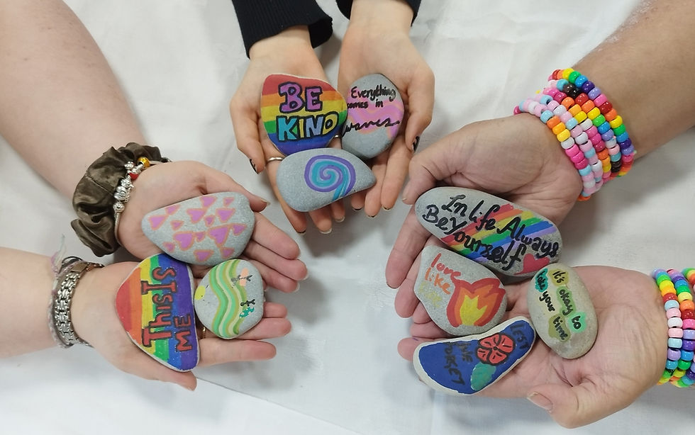 Decorating Pebbles at Bridport!