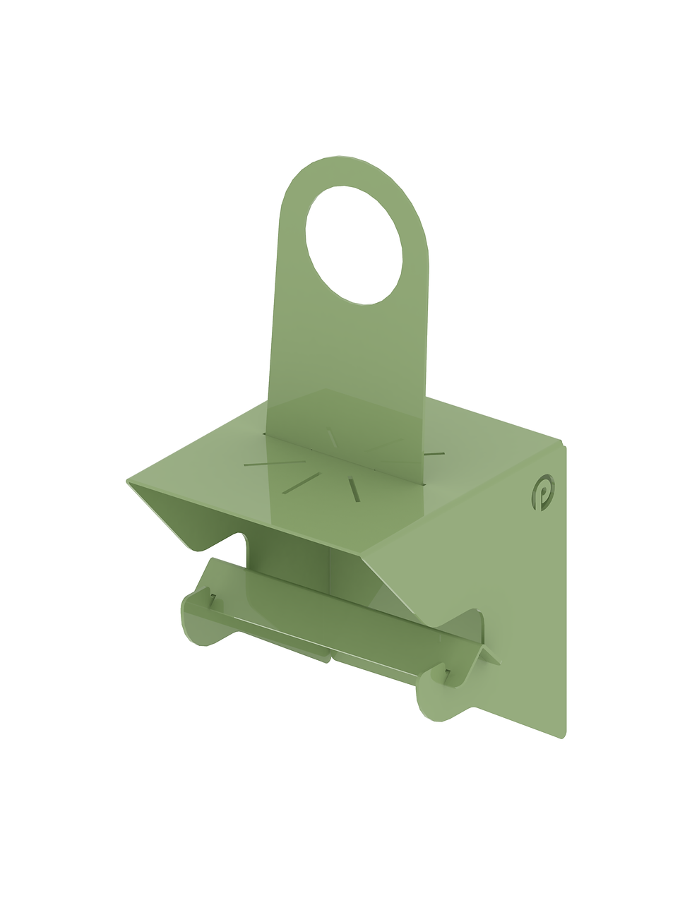 Miniature : Rendu dérouleur à papier toilette avec option support de téléphone vert